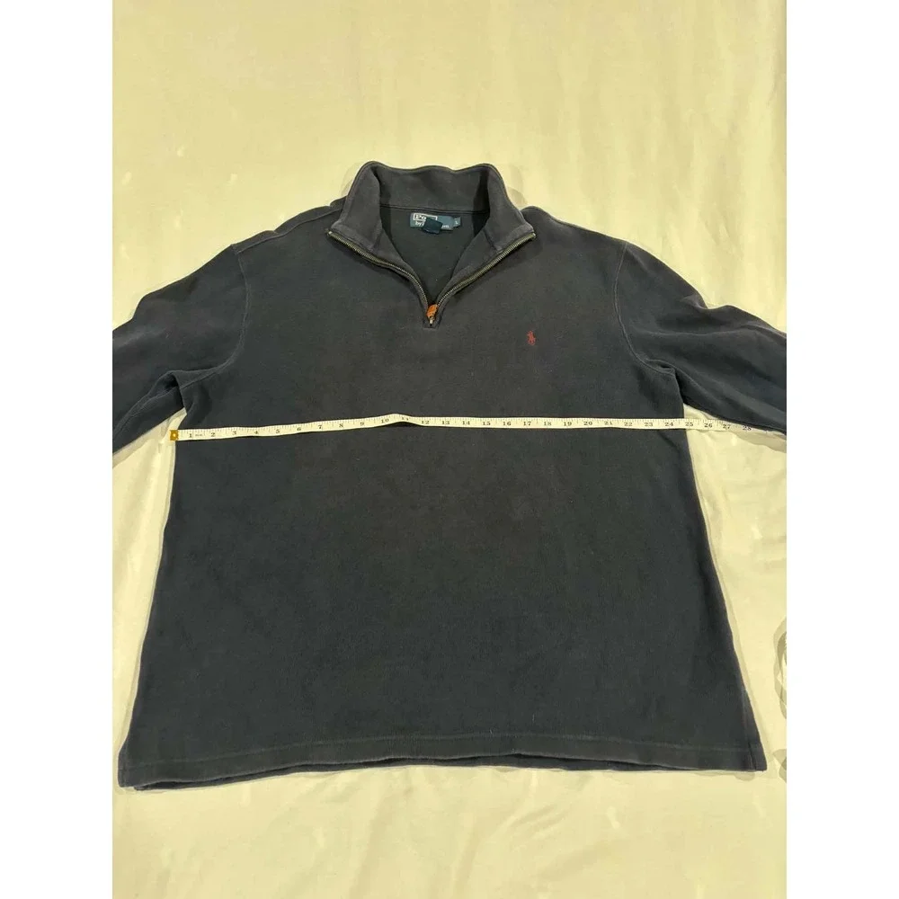 Polo Ralph Lauren Quarter Zip Long Sleeve Pullover Mens Large‎ Navy Cotton